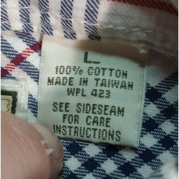 Levis Shirt Mens Large Blue Red White Plaid Button Up Short Sleeve Soft Cotton - Picture 6 of 8